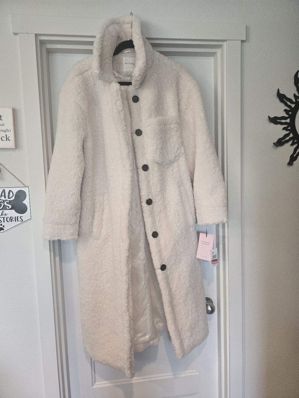 NWT!! Avec Les Filles Thick And Cozy Cream Teddy Sherpa Long Coat. Size L